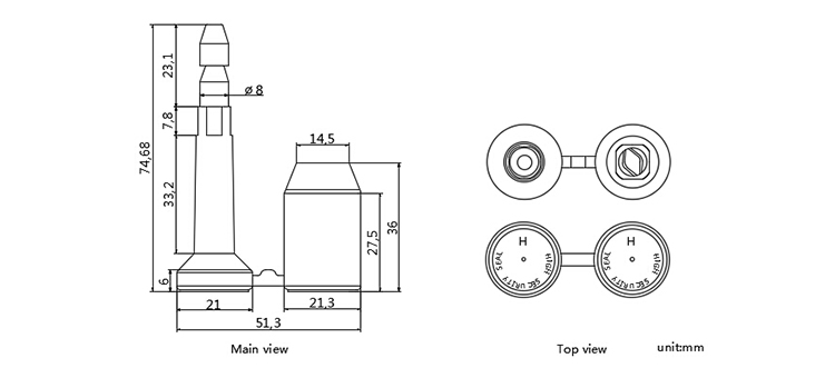 B102 security bolt seal CAD