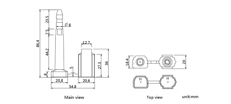 wholesale disposable hard removal container bolt seal CAD